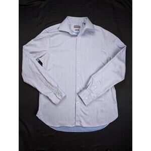 Michael Kors Men's Large 16 34/35 Light Blue Long Sleeve Button Up Slim Fit